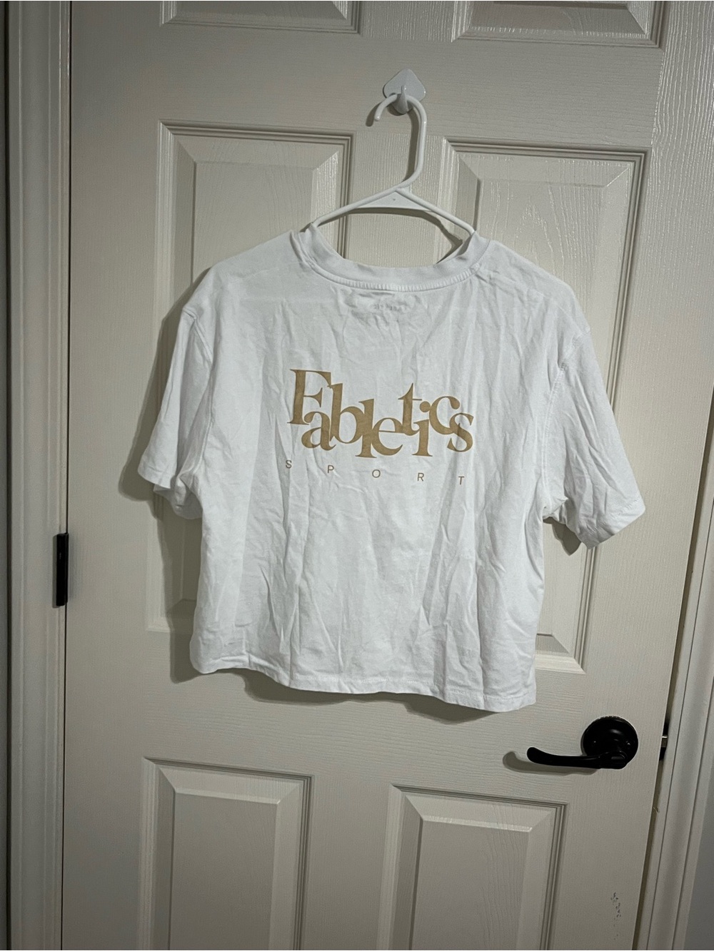 Fabletics White Short-Sleeve Tee with Gold Logo